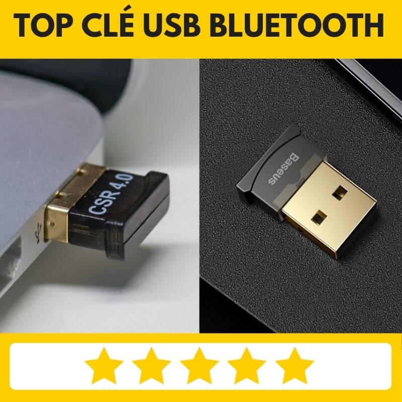 Adaptateur USB Bluetooth 5.0 - Clé Bluetooth pour PC/Clavier/Souris -  Dongle Bluetooth 5.0 d'une portée de 10m - Mini Récepteur Bluetooth usb -  Clé